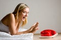 Excited girl by telephone Royalty Free Stock Photo