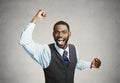 Excited happy man celebrates success, good outcome Royalty Free Stock Photo