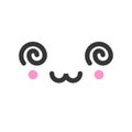 Excited kawaii cute emotion face, emoticon vector icon