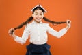 Excited about knowledge. Life balance and positivity. Everything is under control. Dealing with school stress. Girl Royalty Free Stock Photo