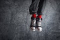 Excited man in sneakers jumping Royalty Free Stock Photo