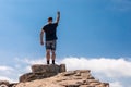 Excited Man On Top In A Beautiful Summer Landscape