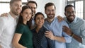 Excited millennial diverse team standing close together Royalty Free Stock Photo