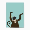 Excited monkey wearing a graduation hat cartoon vector