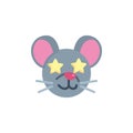 Excited mouse face emoji flat icon