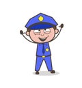 Excited Officer Raising Hands Vector Royalty Free Stock Photo