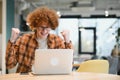 Excited overjoyed young business man student winner looking at laptop celebrate bet bid win online success victory new Royalty Free Stock Photo