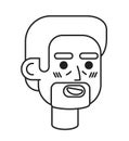 Excited senior guy black and white 2D vector avatar illustration