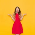 Excited Shouting Woman With Arms Outstretched Royalty Free Stock Photo