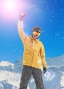 Excited snowboarder in the mountains Royalty Free Stock Photo