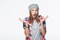 Excited surprised funky teen girl screaming Royalty Free Stock Photo