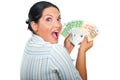 Excited winner woman with money