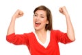 Excited woman with arms raised Royalty Free Stock Photo