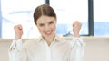 Excited Woman Celebrating Results, Successful Royalty Free Stock Photo