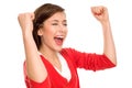 Excited woman clenching fists Royalty Free Stock Photo