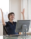 Excited Woman at Computer
