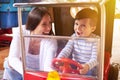 Excited woman with little boy Royalty Free Stock Photo