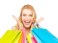 Excited woman with shopping bags Royalty Free Stock Photo