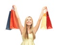 Excited woman with shopping bags Royalty Free Stock Photo