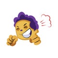 Excited yellow boy with purple hair vector sticker illustration on a