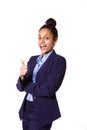 Excited young african businesswoman showing thumbs up Royalty Free Stock Photo