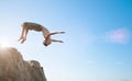 Excited young man jumping in air Royalty Free Stock Photo