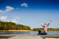 Excited young man using laptop Royalty Free Stock Photo