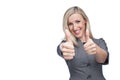 Excited young woman giving a double thumbs up Royalty Free Stock Photo