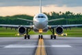 Excitement in Motion: Capturing a Commercial Airplane Taxiing on the Runway Royalty Free Stock Photo