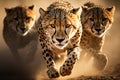 Exciting cheetah hunt. raw power and intense pursuit of prey on the african savannah Royalty Free Stock Photo