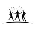 exciting passion jumping kids silhouette illustration logo design