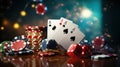 Exciting poker games at an online casino, cards, and chips on the table, gambling experience, winning hands and bets. Royalty Free Stock Photo