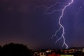 Exciting powerful lightning over the city