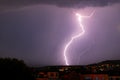 Exciting powerful lightning over the city