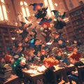 Exciting School of Magic Classroom Scene Royalty Free Stock Photo