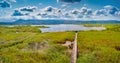 Exciting summer view from flying drone of Riserva Naturale Statale Lago di Lesina