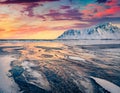 Exciting winter view of Lofoten Islands.