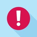 Exclamation Mark Alert Icon with Long Shadow Royalty Free Stock Photo