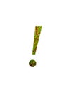 Exclamation mark of the alphabet made with red and green leaf of vegetable chard