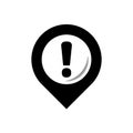 Exclamation mark. Attention icon - black vector illustration flat image. Geometric contour. Royalty Free Stock Photo
