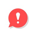 Exclamation mark in bubble speech vector icon. concept os attention or warning sign. Danger information or risk info