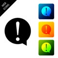 Exclamation mark in circle icon isolated. Hazard warning symbol. FAQ sign. Copy files, chat speech bubble and chart web Royalty Free Stock Photo