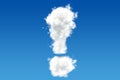 Exclamation mark from clouds in the sky. 3D rendering