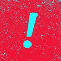 Exclamation mark on grunge background. Red banner with blue exclamation sign. Illustration.