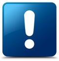 Exclamation mark icon blue square button Royalty Free Stock Photo