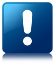 Exclamation mark icon blue square button Royalty Free Stock Photo