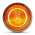Exclamation mark icon shiny bright orange round button illustration Royalty Free Stock Photo