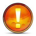 Exclamation mark icon shiny bright orange round button illustration Royalty Free Stock Photo