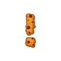 Exclamation mark letter cookies. Cookie font. Oatmeal biscuit al