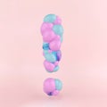 Exclamation mark.made of pastel colorful balloons. Nicely asked questions bring a positive answer. Flat lay on pastel pink